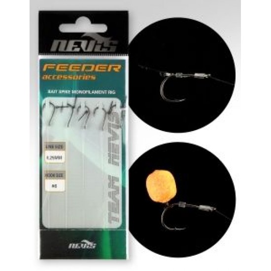 Carlige Legate Nevis - Montura method feeder Monofilament cu bait sting Nr. 8